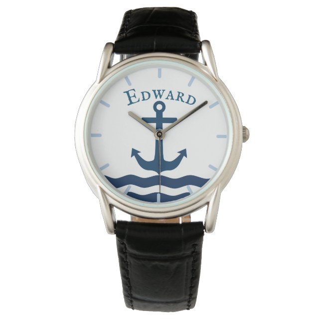 Sleek Anchor Nautical Custom Armbanduhr (Vorderseite)