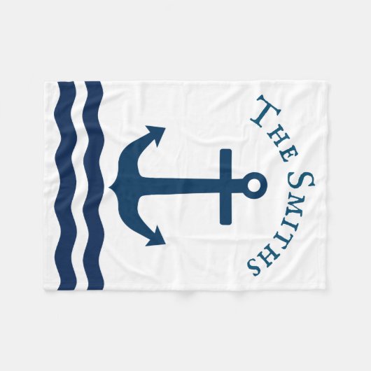 Sleek Anchor Nautical Custom Fleecedecke (Vorderseite (Horizontal))