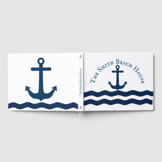 Sleek Anchor Nautical Custom Gästebuch (Voll)