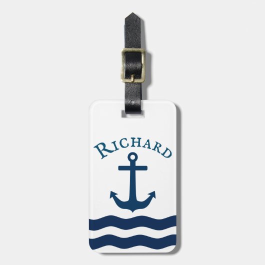 Sleek Anchor Nautical Custom Gepäckanhänger (Vorderseite vertikal)