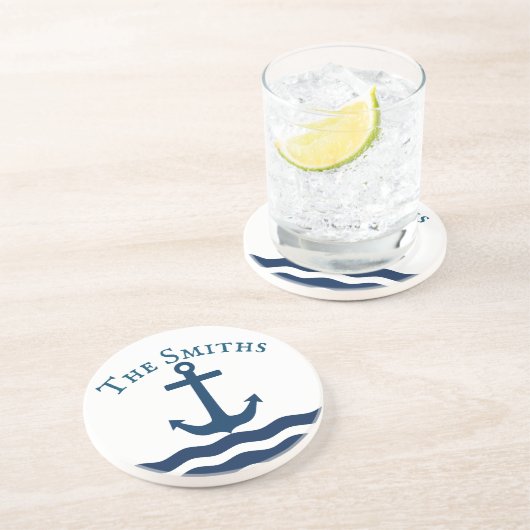 Sleek Anchor Nautical Custom Getränkeuntersetzer (Seite)