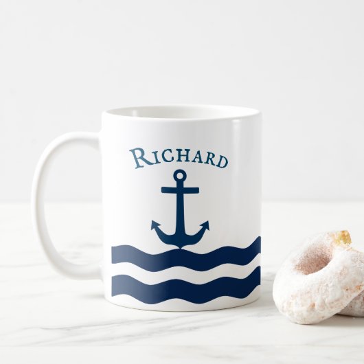 Sleek Anchor Nautical Custom Kaffeetasse (Mit Donut)