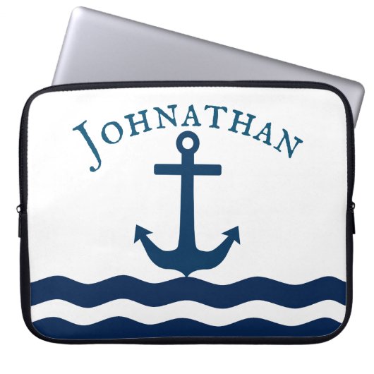 Sleek Anchor Nautical Custom Laptopschutzhülle (Vorderseite)