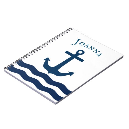 Sleek Anchor Nautical Custom Notizblock (Linke Seite)