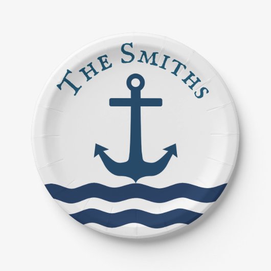 Sleek Anchor Nautical Custom Pappteller (Vorderseite)
