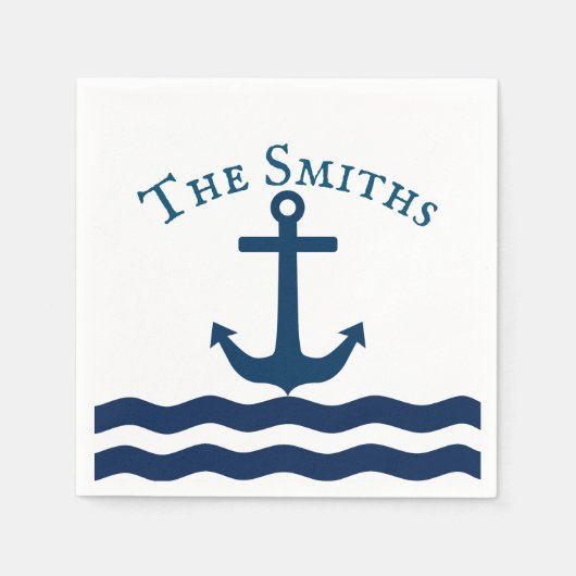 Sleek Anchor Nautical Custom Serviette (Vorderseite)