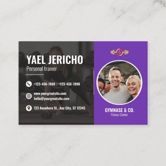 Sleek and Modern Personal Trainer Business Card Visitenkarte (Vorderseite)