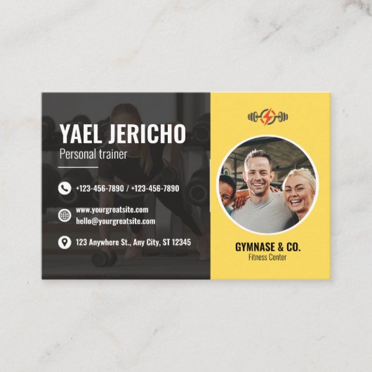 Sleek and Modern Personal Trainer Business Card Visitenkarte (Vorderseite)