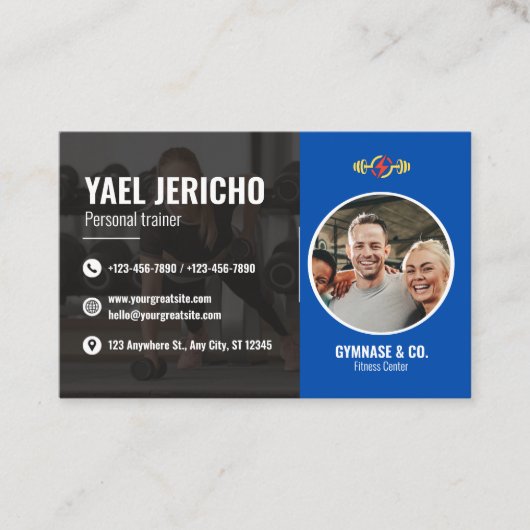 Sleek and Modern Personal Trainer Business Card Visitenkarte (Vorderseite)