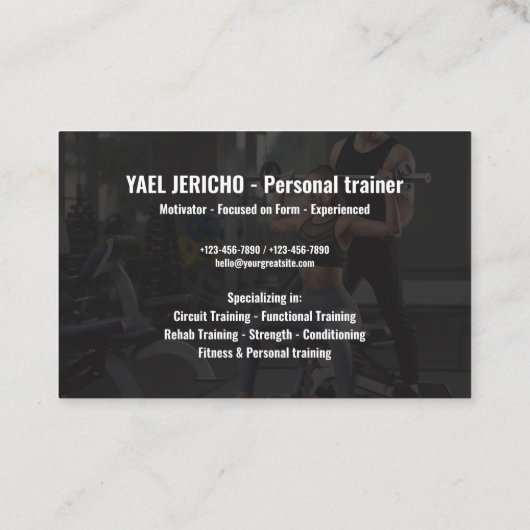 Sleek and Modern Personal Trainer Business Card Visitenkarte (Rückseite)