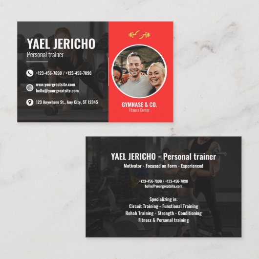 Sleek and Modern Personal Trainer Business Card Visitenkarte (Vorne/Hinten)