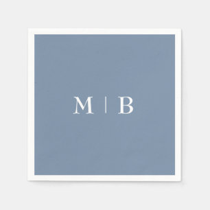 Sleek and Simple Periwinkle Monogram II Wedding Serviette