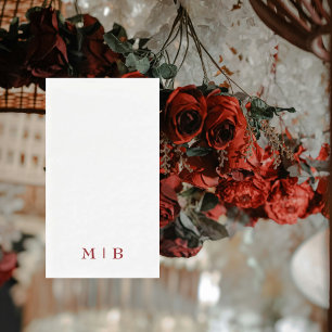 Sleek and Simple Ruby Red Monogram Wedding Serviette