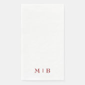 Sleek and Simple Ruby Red Monogram Wedding Serviette (Vorderseite)