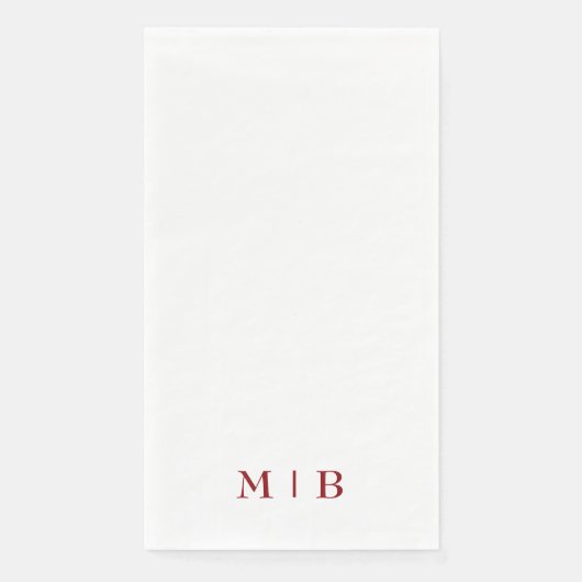 Sleek and Simple Ruby Red Monogram Wedding Serviette (Vorderseite)