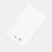 Sleek and Simple Ruby Red Monogram Wedding Serviette (Ecke)