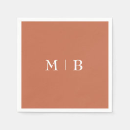 Sleek and Simple Terracotta Monogram II Wedding Serviette