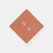 Sleek and Simple Terracotta Monogram II Wedding Serviette (Ecke)