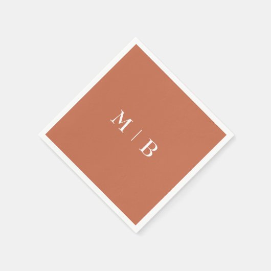 Sleek and Simple Terracotta Monogram II Wedding Serviette (Ecke)