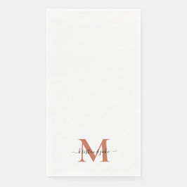Sleek and Simple Terracotta Monogram Swash Serviette