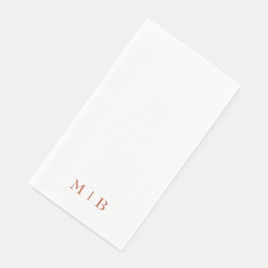 Sleek and Simple Terracotta Monogram Wedding Serviette (Ecke)