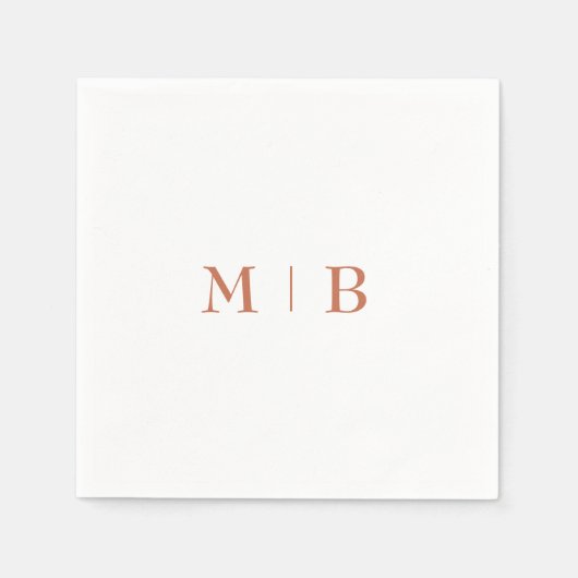 Sleek and Simple Terracotta Monogram Wedding Serviette (Vorderseite)