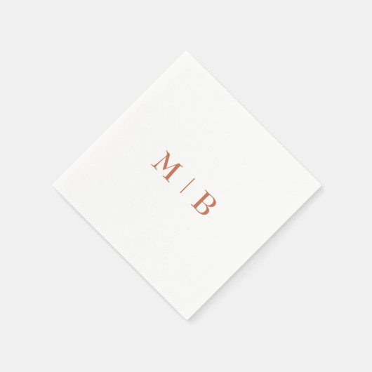Sleek and Simple Terracotta Monogram Wedding Serviette (Ecke)