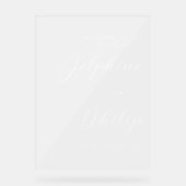 Sleek Arrow & White Script Wedding Willkommen Acrylschild (Vorderseite)