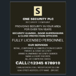 Sleek & Beruflich Security Personal Advert Flyer<br><div class="desc">Flyer für die Werbung von Beruflichem und sicherem Personal durch den Business Card Store.</div>