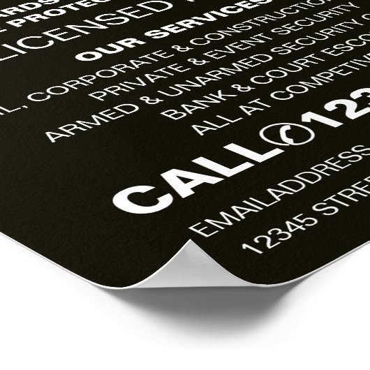 Sleek & Beruflich Security Personal Advert Poster (Ecke)