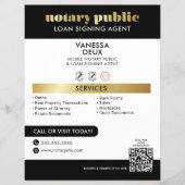 Sleek Black and Gold Notary QR Code Beruflich Flyer (Vorne)