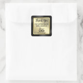 Sleek Black and Gold Vielen Dank für Ihr Business Quadratischer Aufkleber (Tasche)