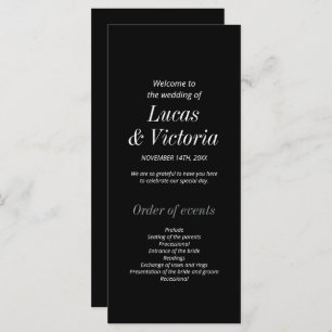 Sleek Black and White Minimalistisch Wedding Progr