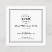Sleek Black and White Square Business Card Quadratische Visitenkarte (Rückseite)