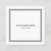 Sleek Black and White Square Business Card Quadratische Visitenkarte (Vorderseite)