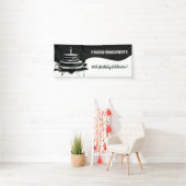 Sleek Black and White Theme Cake Birthday Party Banner (Insitu)
