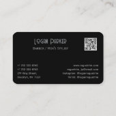 Sleek Black Barber Men's Stylist Minimalist Visitenkarte (Rückseite)