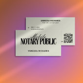 Sleek Black & Beige Mobile Notary Public QR Code Visitenkarte