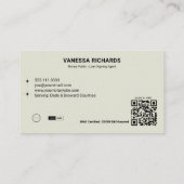 Sleek Black & Beige Mobile Notary Public QR Code Visitenkarte (Rückseite)