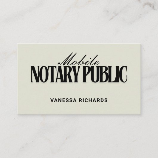 Sleek Black & Beige Mobile Notary Public QR Code Visitenkarte (Vorderseite)