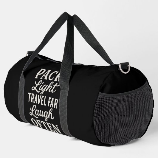 Sleek Black Bold Typografy Weekend Getaways Duffle Bag (Rechte Ecke)