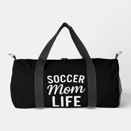 Sleek Black Bold White Typografy Soccer Mama Life Duffle Bag (Vorderseite)