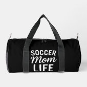 Sleek Black Bold White Typografy Soccer Mama Life Duffle Bag (Rückseite)