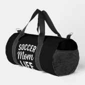 Sleek Black Bold White Typografy Soccer Mama Life Duffle Bag (Rechte Ecke)