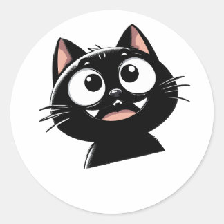 Sleek Black Cat Design Runder Aufkleber