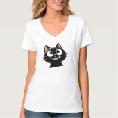 Sleek Black Cat Design T-Shirt (Vorderseite)
