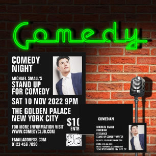Sleek Black, Comedian, Comedy Club Werbung Flyer