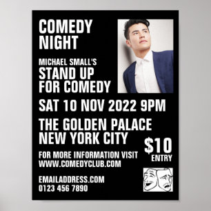 Sleek Black, Comedian, Comedy Club Werbung Poster