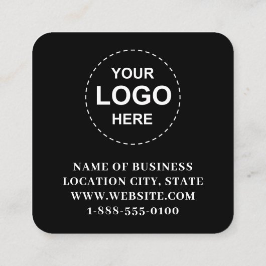 Sleek Black Custom QR Code mit Logo Quadratische Visitenkarte (Rückseite)