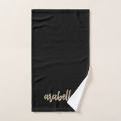 Sleek Black Design mit Gold-Script Badhandtuch Set (Handtuch)